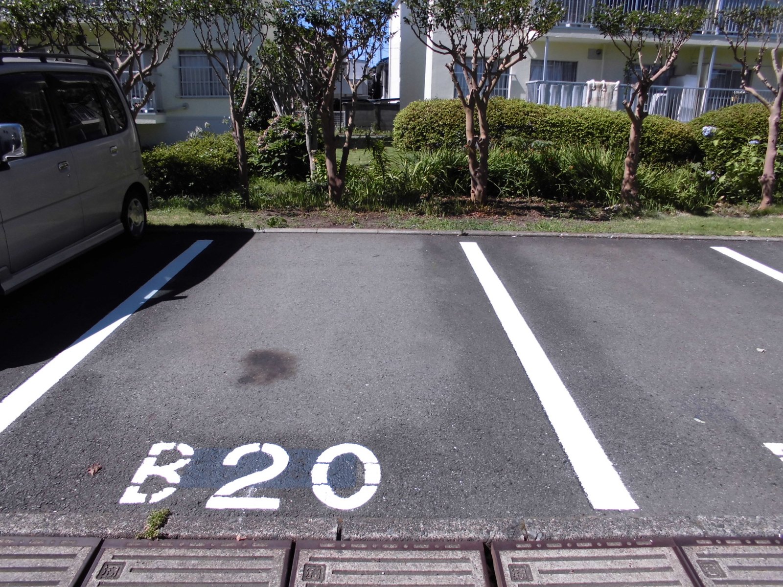 番号を再塗装して読み取りやすくなった駐車区画